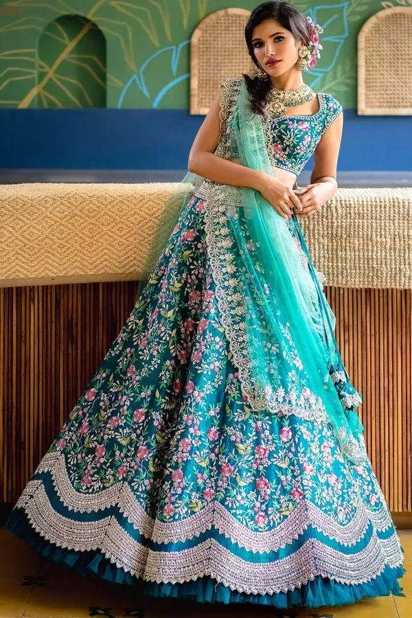 Aika Fashion Aika Women Firozi Colored Party wear Malai Satin